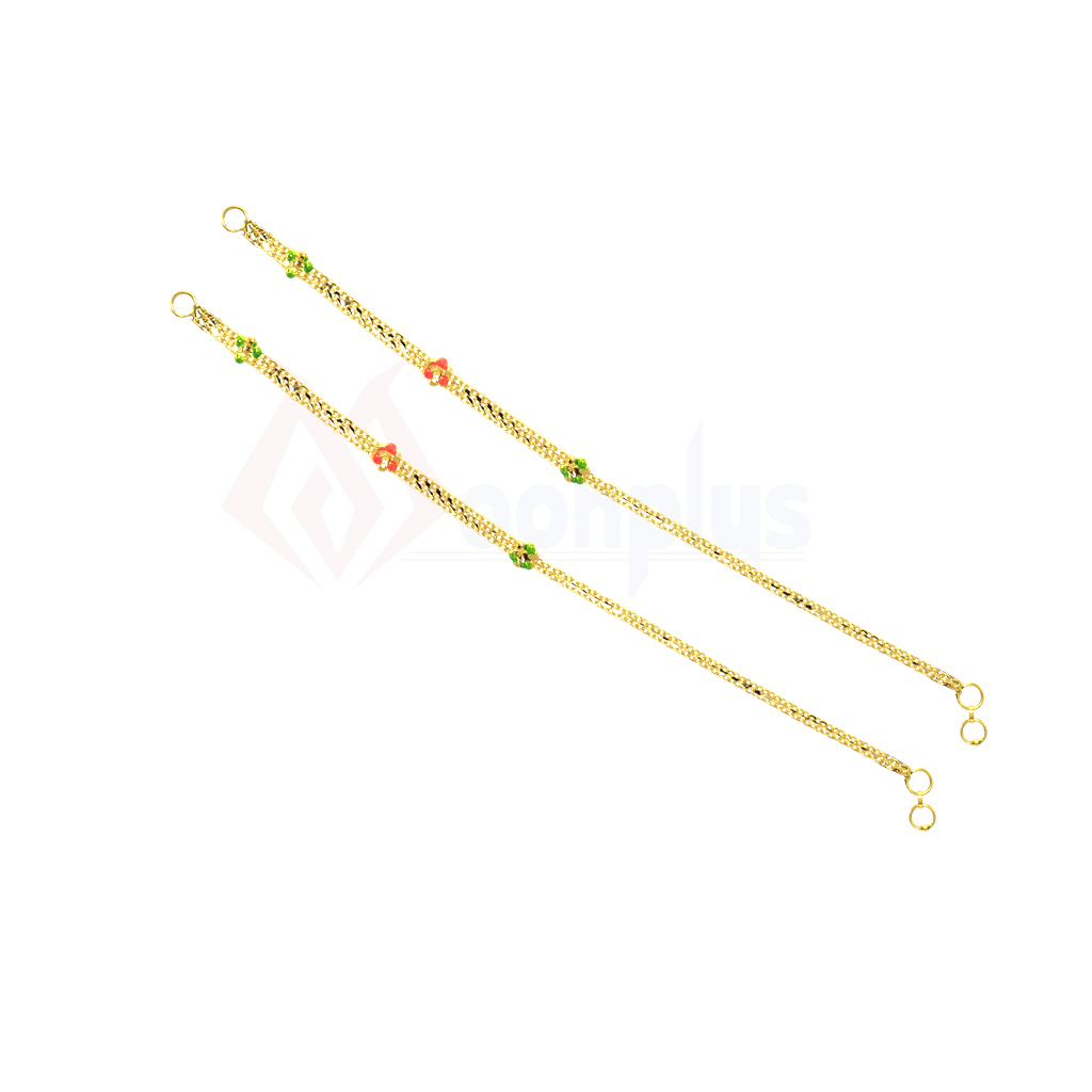 Floral Enamelled Gold Ear Chain
