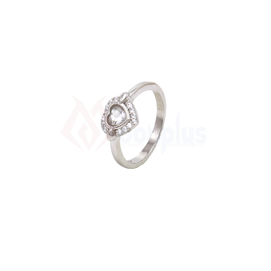Sparkling Heart Silver Ring -Size11