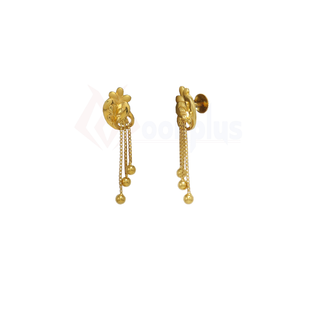 Hearty Floral Gold Drops Earrings