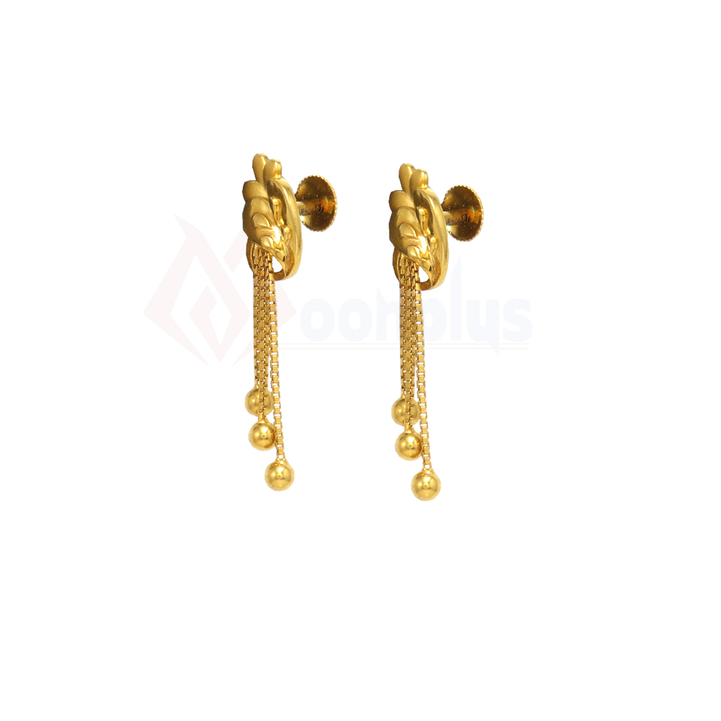Hearty Floral Gold Drops Earrings