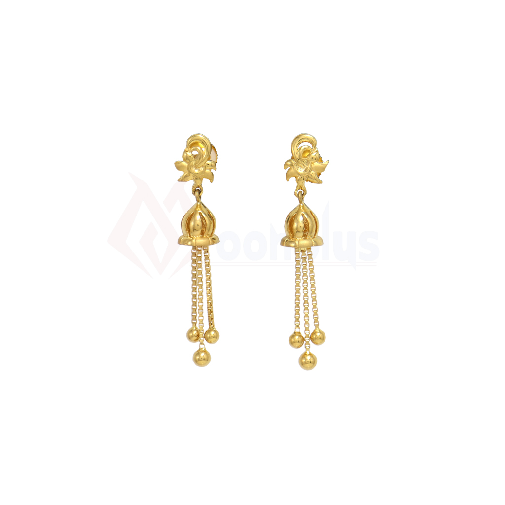 Glossy Gold Long Drops Earrings