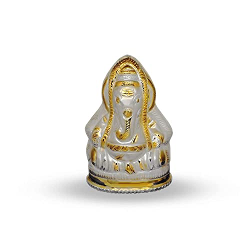 Silver Golden Coated Ganesha Idol