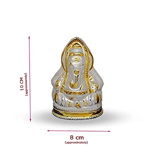 Silver Golden Coated Ganesha Idol