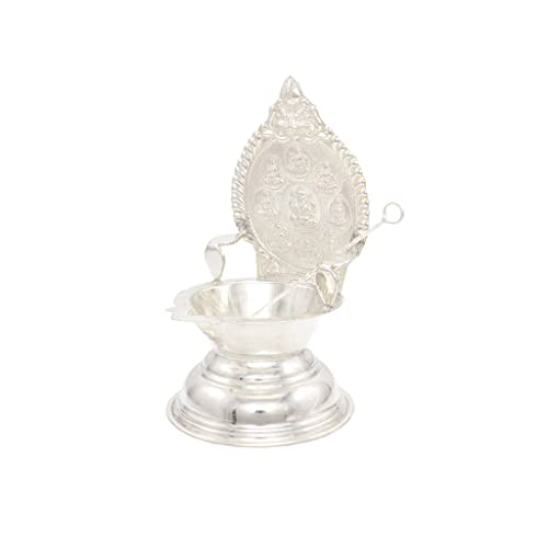 Silver Astalakshmi Diya with Triggering Stick