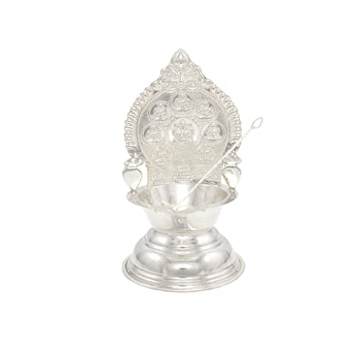 Silver Astalakshmi Diya with Triggering Stick