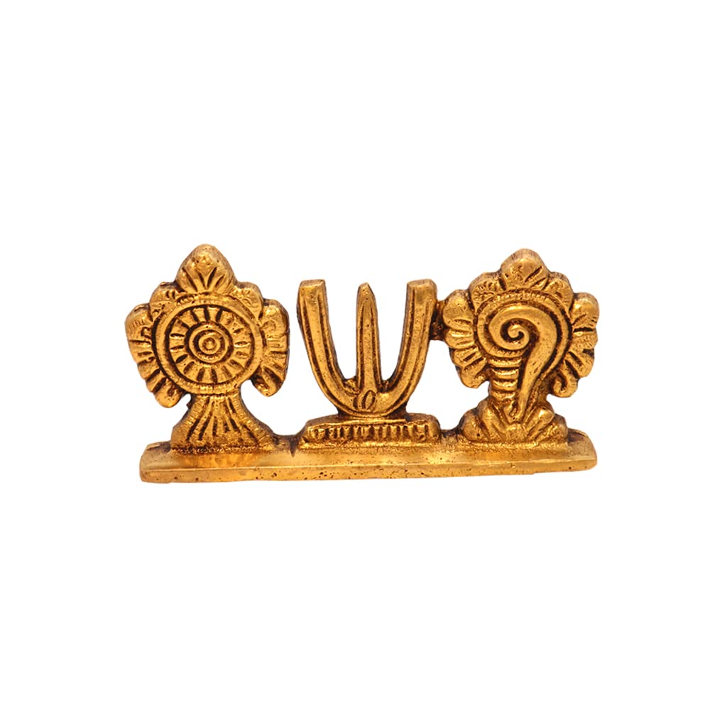 Brass Chank Chakra Namah Idol for Pooja Temple