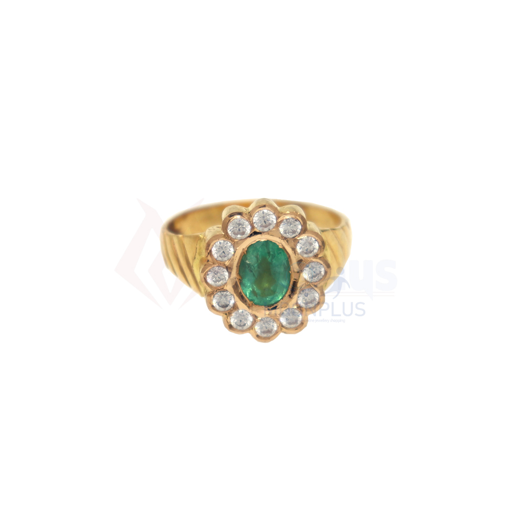 Classy Green & White Stone Gold Ring