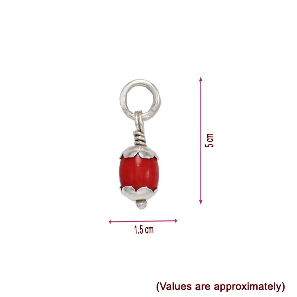 Synthetic Coral / Pavalam Silver Pendent