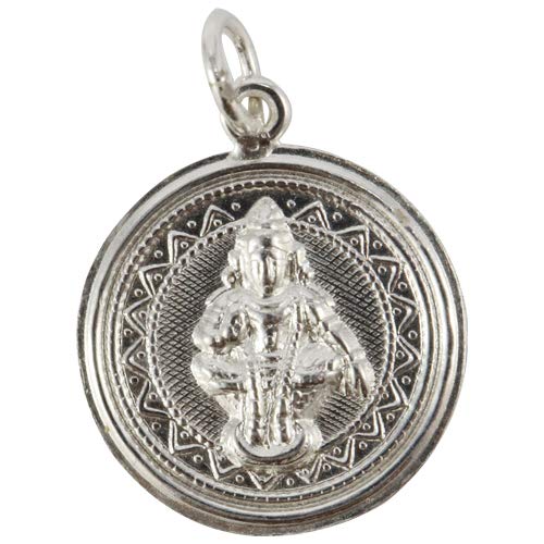 Silver Lord Ayyappan (Iyyappan) pendant/Dollar