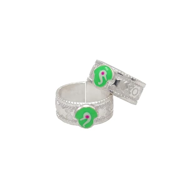 Silver Toe ring, Metti with Enamel Design